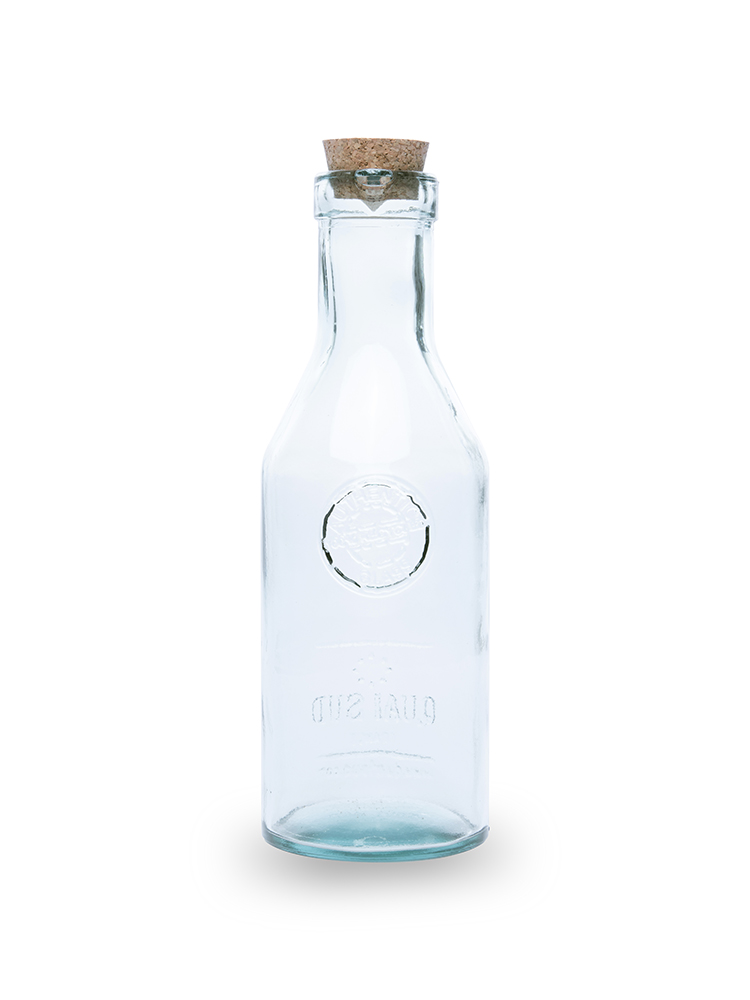Carafe cocktail vide en verre recyclé avec bouchon liège – Quai Sud